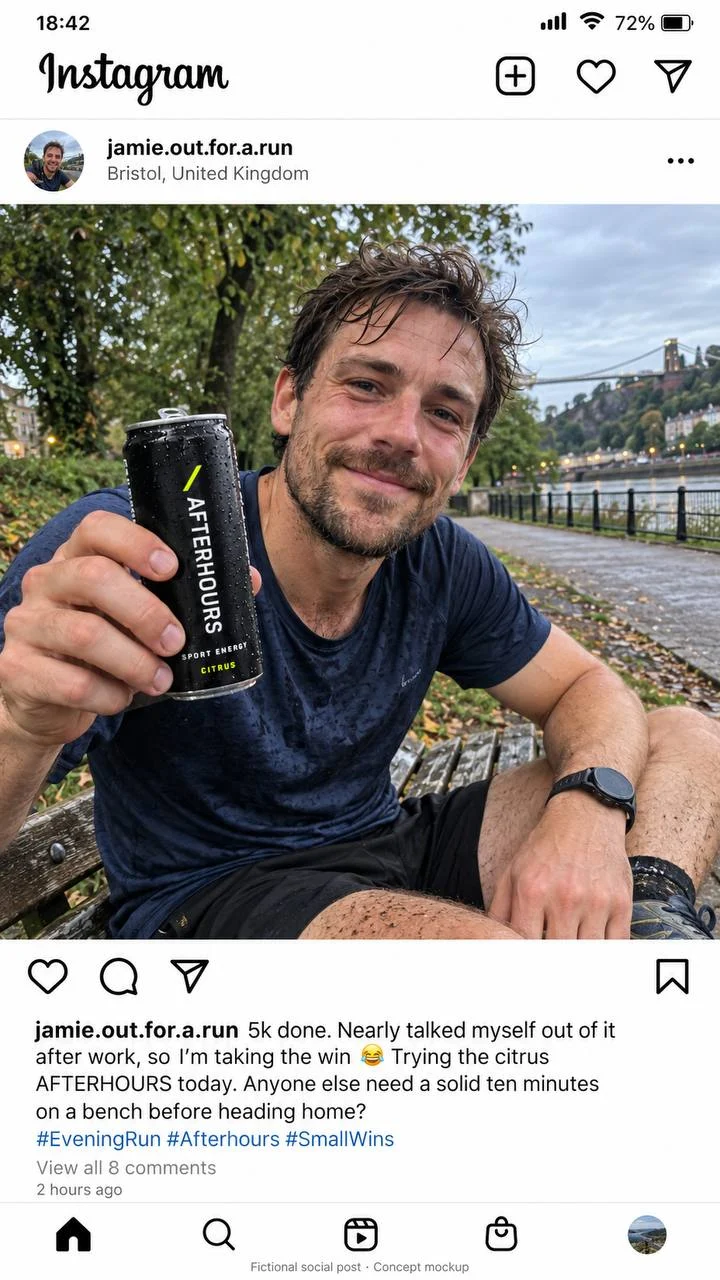 5k done — taking the win — Afterhours — sport energy (concept)