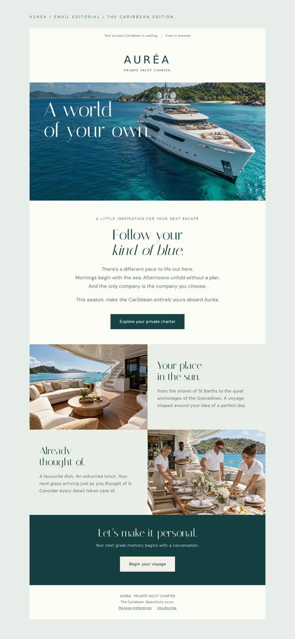 Follow your kind of blue — Auréa — Private Yacht Charter